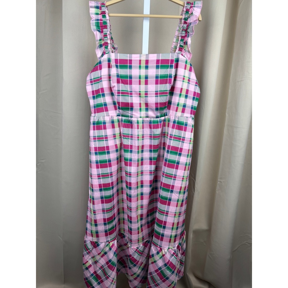 NWT Torrid Poplin Tiered Ruffle Strap‎ Midi Dress Sz 1 (1X 14-16) Plaid